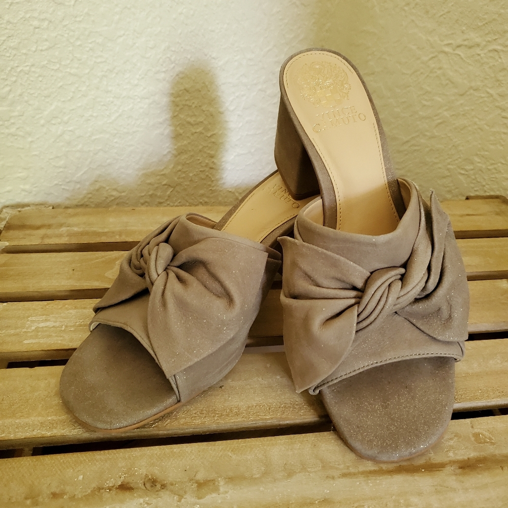 Vince Camuto taupe sparkle mules